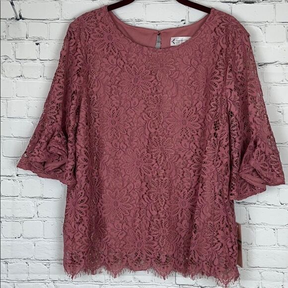 Nanette Lepore Pink Lace Blouse Size Large NWT - Picture 1 of 7